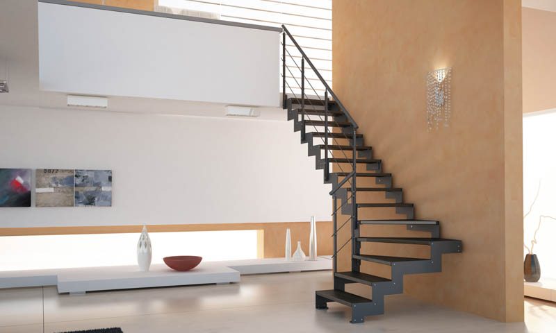 Modern staircases, spiral stairs, curved staircases with wood, glass, or steel steps and railings custom designed and installed by our professional team.