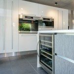 Renovations to Eichler kitchens require a strict attention to the integrity of the design. This Eichler in Sunnyvale uses cabinets from the Aran Cucine Penelope collection in Ash Larch, with white glossy cabinets from the Doga collection. The countertop is Silestone in White Storm, with a sink and faucet from Blanco. The refrigerator and freezer are from Liebherr, BlueStar range and FuturoFuturo hood, with a dishwasher, oven, and steam oven from Miele. In the bathrooms we used vanities from GB Group’s Sahara collection.