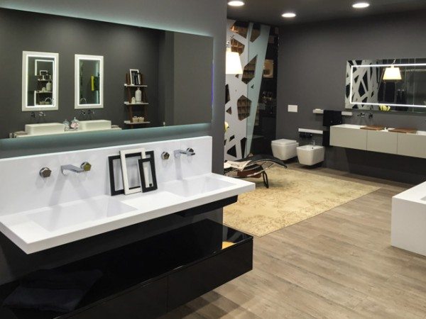 interior design trends, bathroom design, MOMA Design showed a range of new colors and styles in vanities, showers, and bathtubs.