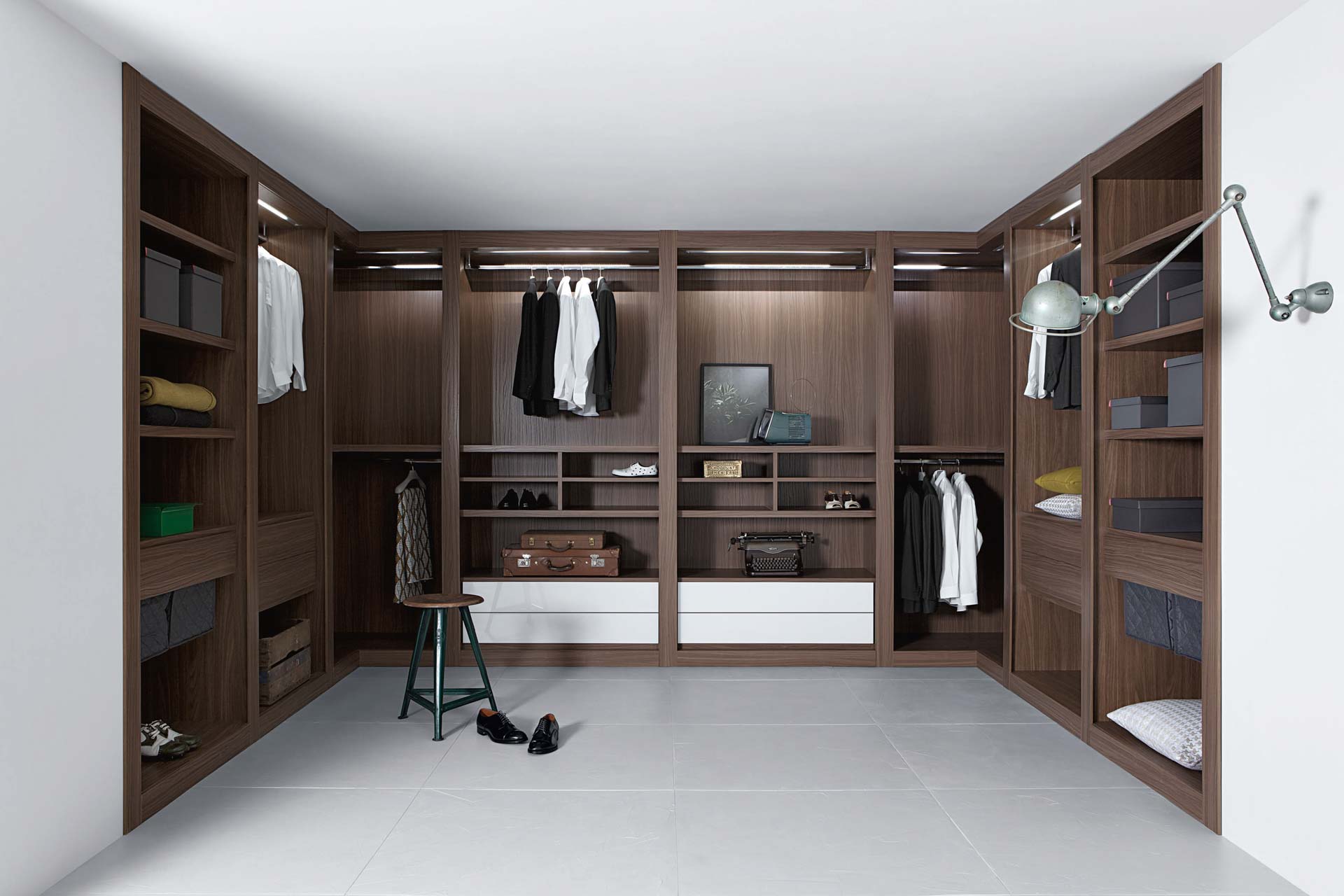 Floor to ceiling White Lacquered Closet Built Ins - Transitional - Closet