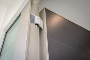 Oikos front door with a pivot