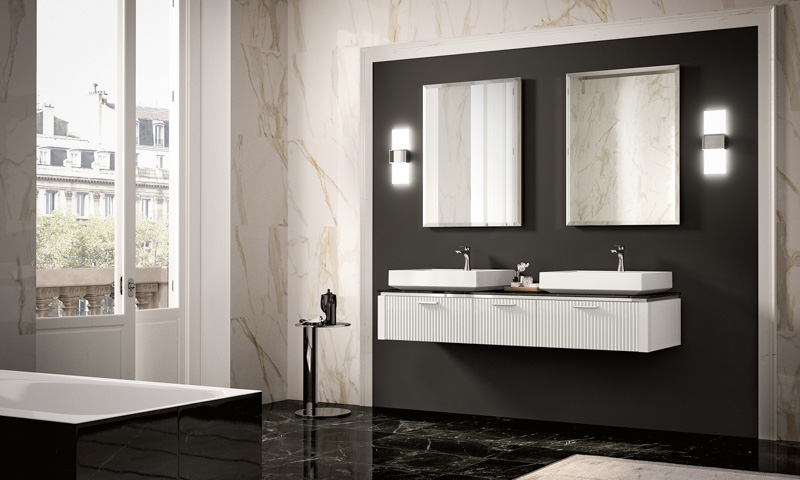 modern bathroom mirrors and lamps