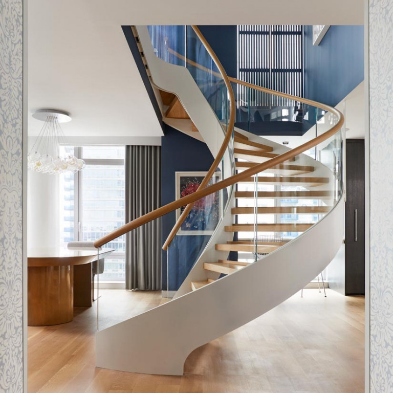 CAST Curved Staircase Stars in NYC Condo Designed by Cortina & Käll