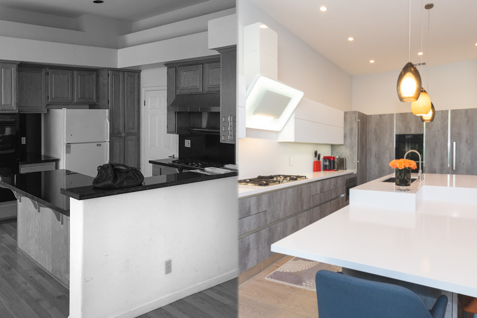 Before and after kitchen in Redwood City