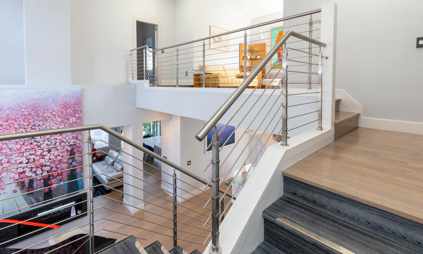 Stainless steel balustrade on the second floor.